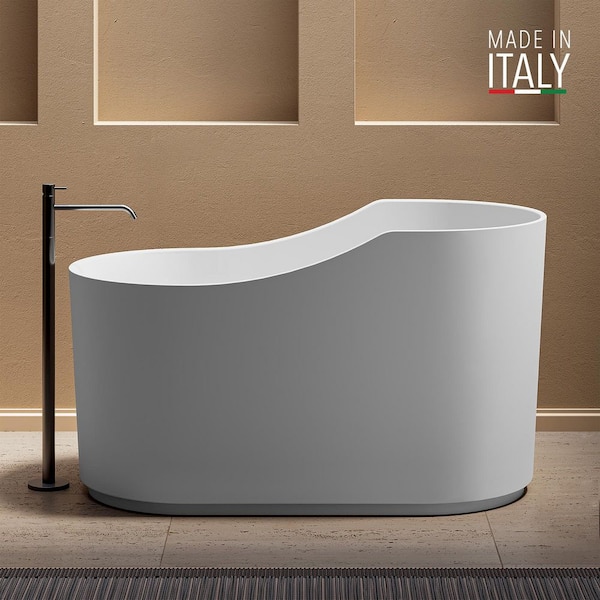 Omnia 55 in. x 29-1/2 in. Soaking Bathtub with Left Drain in Matte White