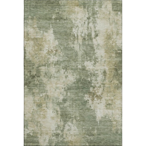 Mayfield Premium Machine Washable Abstract AMF2066 Sage 5 ft. x 7 ft. 6 in. Area Rug