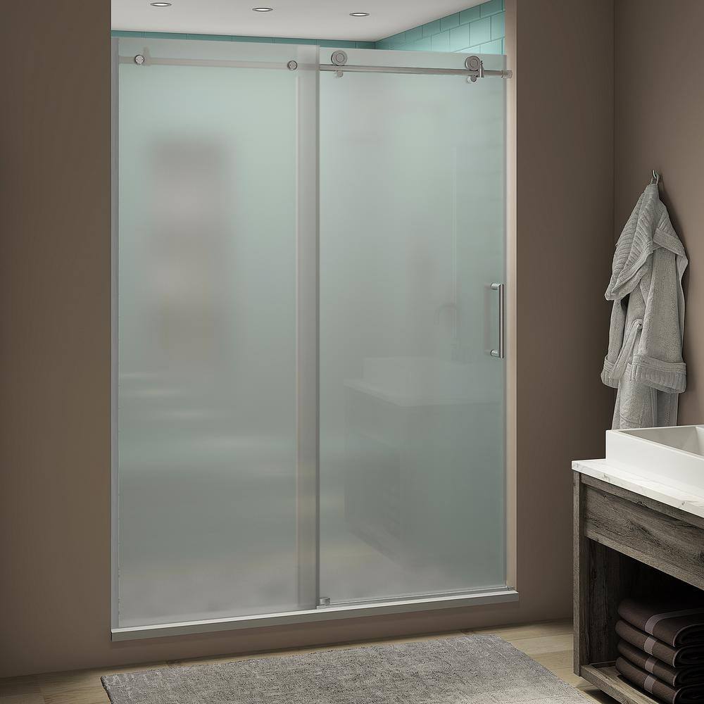 Coraline XL 44 - 48 in. x 80 in. Frameless Sliding Shower Door with Ultra-Bright Frosted Glass in Stainless Steel price history on PriceWatchPro