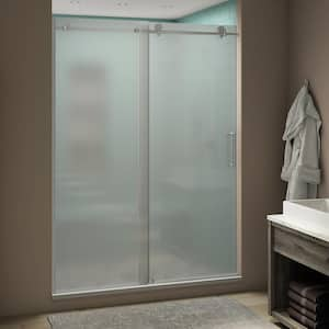 Coraline XL 48 - 52 in. x 80 in. Frameless Sliding Shower Door with Ultra-Bright Frosted Glass in Stainless Steel