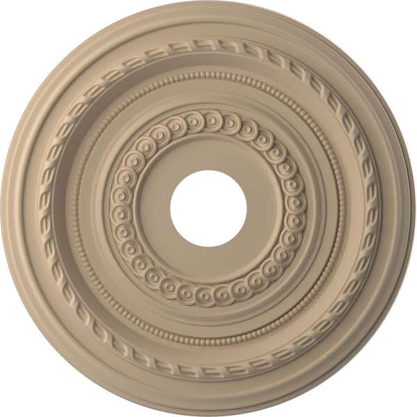 Ekena Millwork 1 in. x 19 in. O.D. x 3-1/2 in. I.D. P Cole Thermoformed PVC Ceiling Medallion, UltraCover Satin Smokey Beige