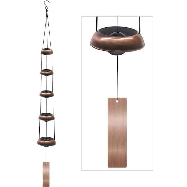 36 in. Metal Wind Chimes, Temple Windchimes with 5-Red Copper Bells ...