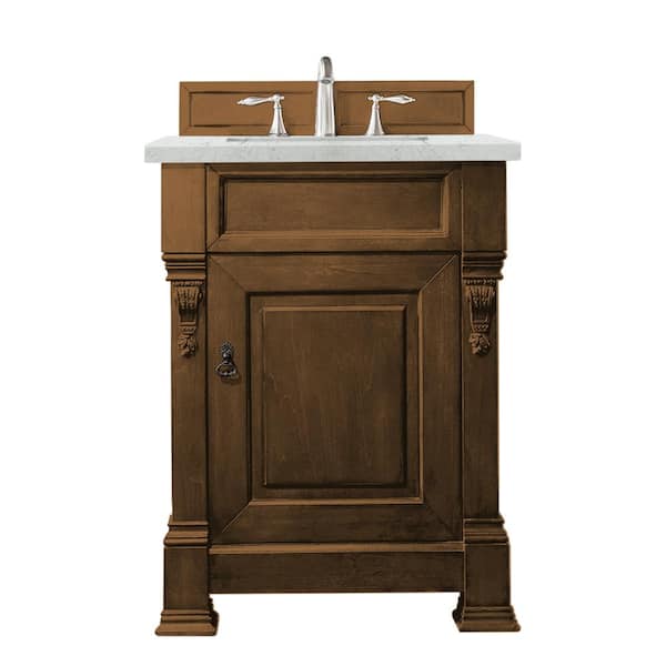 James Martin Vanities Brookfield 26 in. W x 23.5 in. D x 34.3 in. H Single Bath Vanity in Country Oak with Top in Eternal Jasmine Pearl