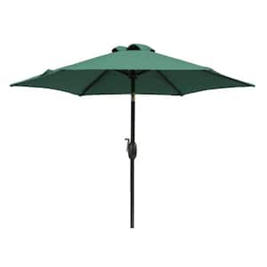 7.5 ft. Aluminum Pole Market Patio Umbrella with Crank And Push Button Til in Dark Green