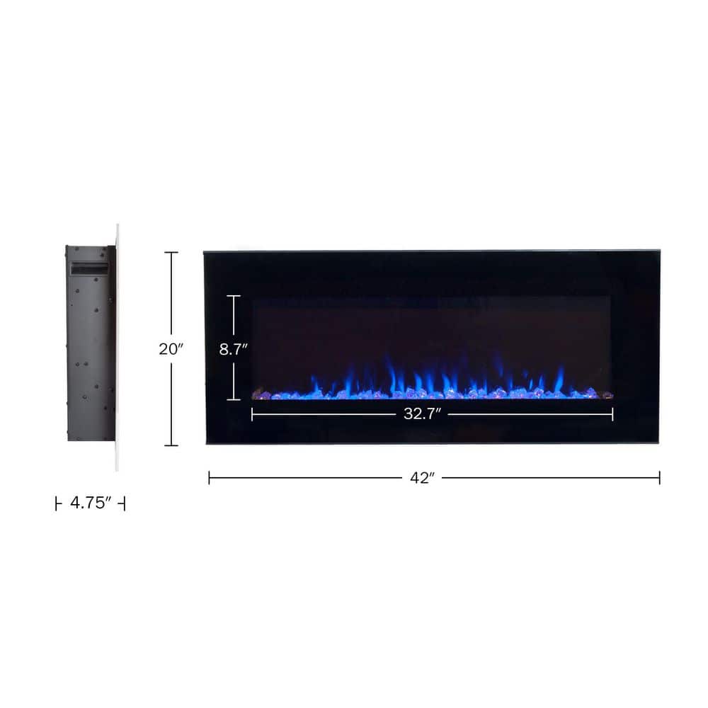 Northwest 42" Black Wall-Mounted Electric Fireplace with Remote