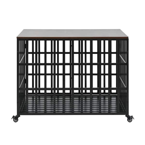 maocao hoom 42 in.  Heavy Duty Dog Crate for Large Medium Dogs, Furniture Style cage with 4 Lockable Wheels and 2 Locks