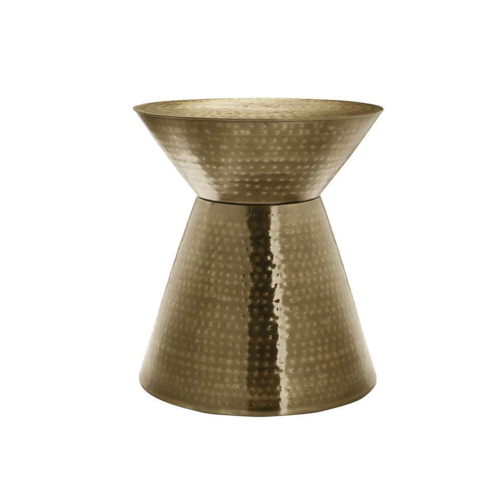 20 in. Gold Round Metal End Table