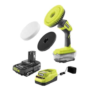 ONE+ 18V Cordless Compact Power Scrubber Kit with 2.0 Ah Battery, Charger, and 6 in. Sponge Hook and Loop Kit