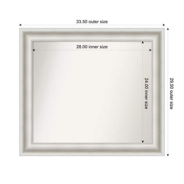 Amanti Art Parlor White 33.5 in. W x 29.5 in. H Custom Non-Beveled Recycled Polystyrene Framed Bathroom Vanity Wall Mirror