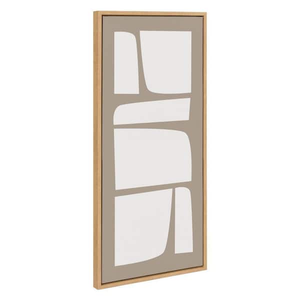 Kate and Laurel Sylvie Neutral Abstract Aztec Shapes Panel by the Creative Bunch Studio Framed Art Print 18 in. x 40 in.