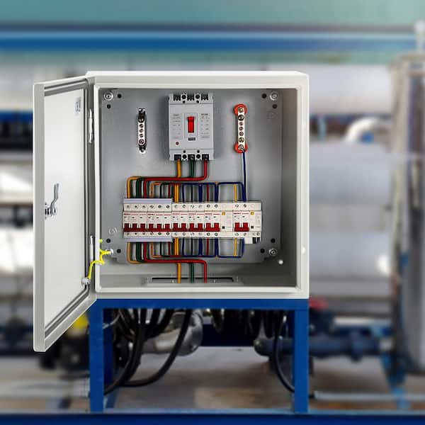 Electrical Enclosure 12 in. x 12 in. x 8 in. NEMA 4X Carbon Steel Outdoor and Indoor Use Electrical Junction Box, Gray