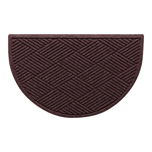 Waterhog Diamonds Bordeaux 24 in. x 39 in. PET Polyester Half Round Non-Slip Indoor Outdoor Door Mat