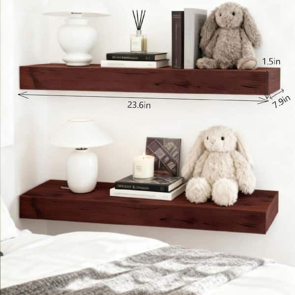 23.6 in.W x 7.9 in.D Solid Pine Floating Shelves,with Heavy-Duty
