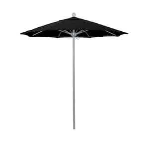 7.5 ft. Gray Woodgrain Aluminum Commercial Market Patio Umbrella Fiberglass Ribs and Push Lift in Black Pacifica