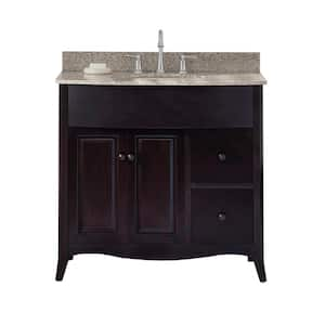 Henfield 37 in. W x 35 in. H x 23 in. D Vanity in Espresso with Granite Vanity Top in Cream with White Basin