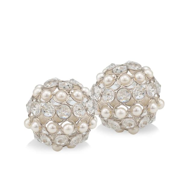 HomeRoots Glass Orbs Decor Set of 2