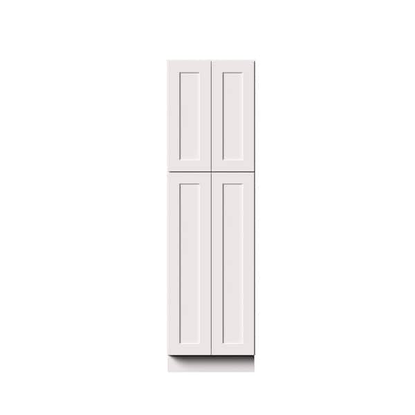 24 in. W x 27 in. D x 84 in. H Ready to Assemble Solid Wood Frame Shaker Tall Pantry Kitchen Cabinet in White