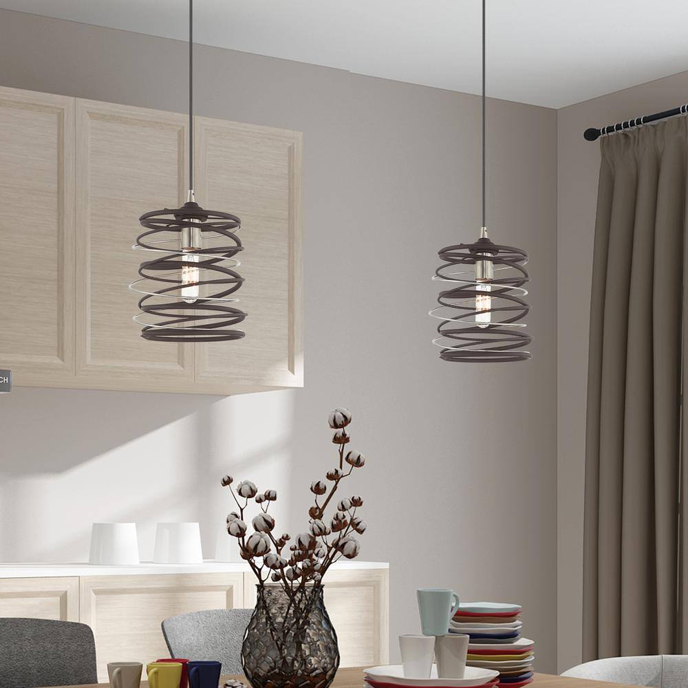Bronze and Brushed Nickel Geometric Mini Pendant Light