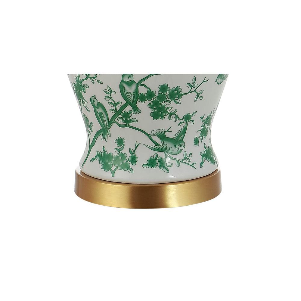 Penelope 22" Chinoiserie Classic LED Table Lamp in Green/White