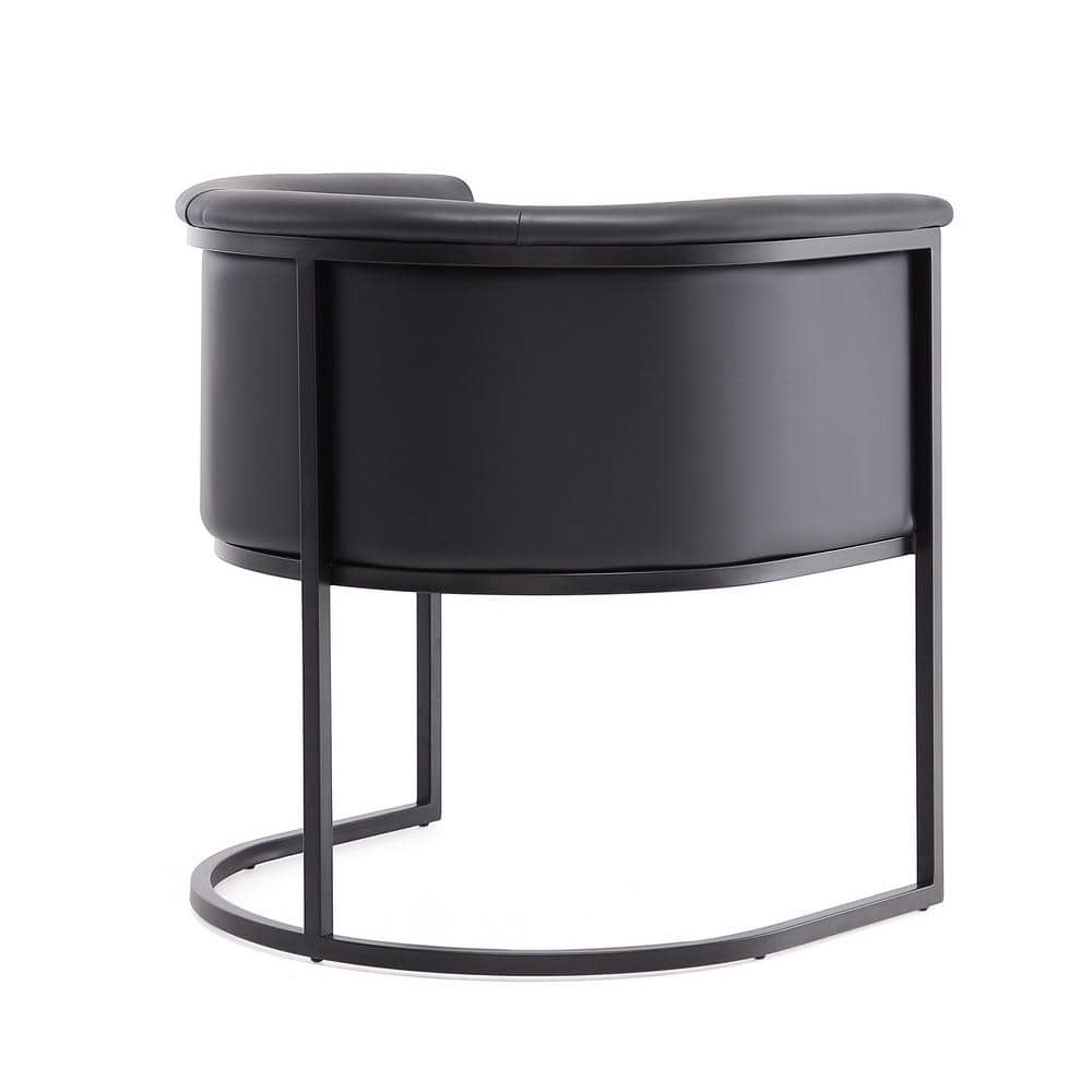 Bali High-Back Black Faux Leather & Metal Arm Chair