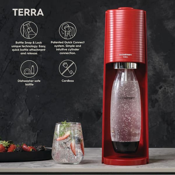 SodaStream Terra Red Soda Machine and Sparkling Water Maker Kit 1012811012  - The Home Depot
