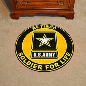 U.S. Army Yellow 2 ft. Round Indoor vinyl backing Tufted Solid Nylon Round -27 in. Diameter Area Rug