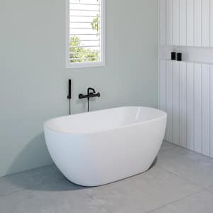 Philip 59 in. x 29.5 in. Oval Soaking Bathtub with Center Drain in Glossy White