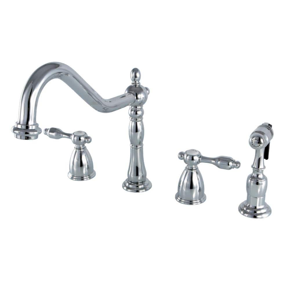 Tudor 2-Handle Standard Kitchen Faucet with Side Sprayer in Polished Chrome