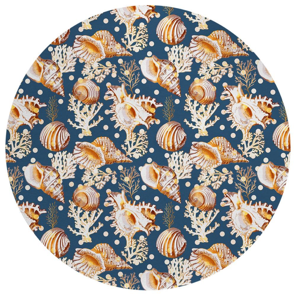 Surfside Blue 8 ft. x 8 ft. Geometric Indoor/Outdoor Area Rug