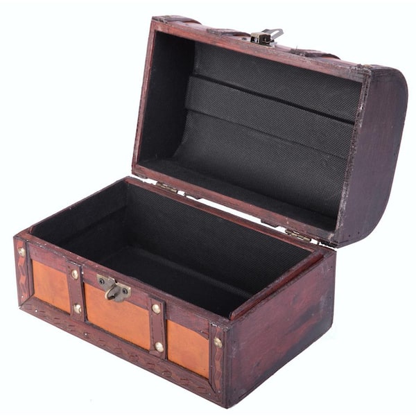 Vintiquewise 8.5 in. x 5.5 in. x 5.5 in. Wood Faux Leather
