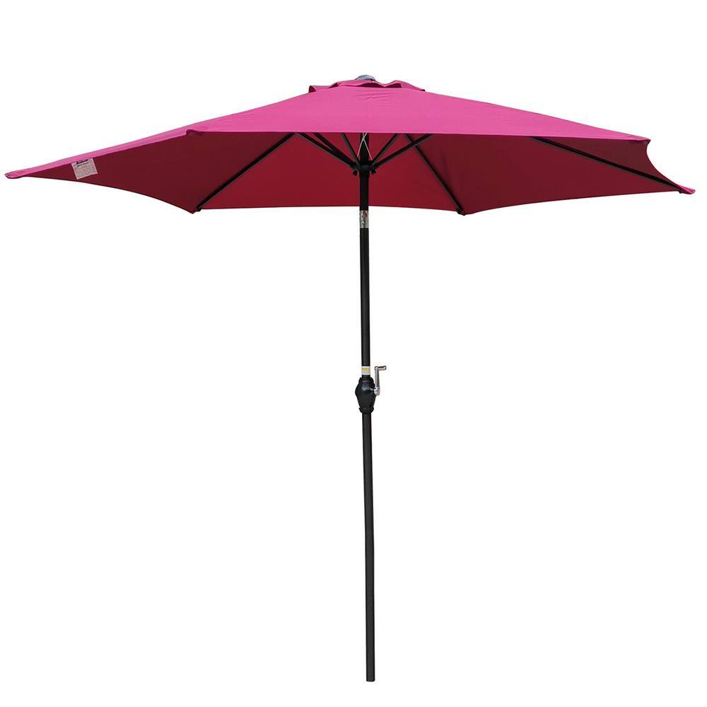 9 ft. Umbrella Steel Outdoor Patio Market Beach Umbrella in Burgundy with C