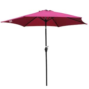 9 ft. Umbrella Steel Outdoor Patio Market Beach Umbrella in Burgundy with Crank Tilt System