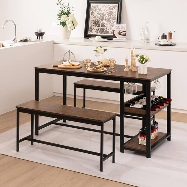 Costway Dining Table 47 Inch Kitchen Dining Table Rectangular for Small  Space Dark Gray