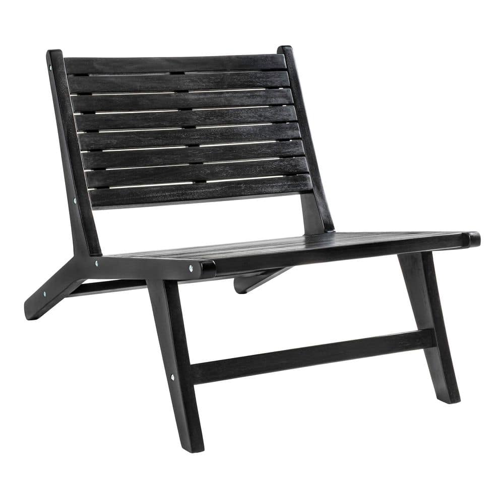 Leo Mid-Century Modern Wood Armless Outdoor Lounge Chair, Black price history on PriceWatchPro