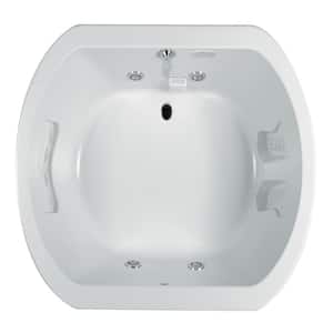 ANZA 66 in. x 42 in. Oval Whirlpool Bathtub with Center Drain in White