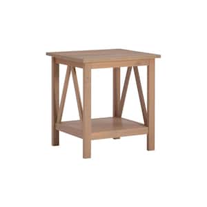 Titian Neutral Driftwood Rectangluar Wood End Table with Shelf