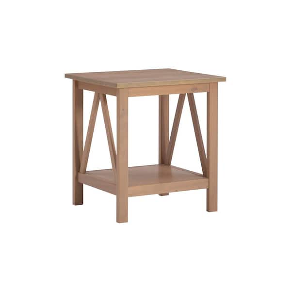 Linon Home Decor Titian Neutral Driftwood Rectangluar Wood End Table with Shelf