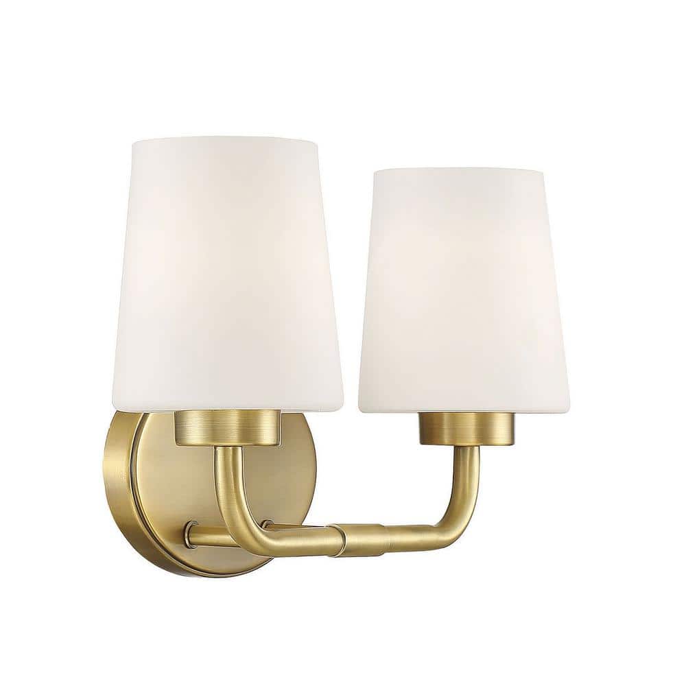 Capra Warm Brass 2-Light Vanity with Opal Glass Shades