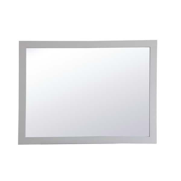 Unbranded Timeless Home 48 in. W x 36 in. H x Contemporary Wood Framed Rectangle Grey Mirror