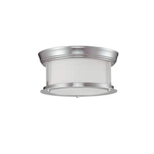 Lawrence 2-Light Brushed Nickel Incandescent Ceiling Flush Mount