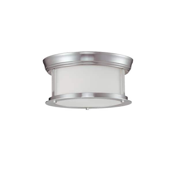 Unbranded Lawrence 2-Light Brushed Nickel Incandescent Ceiling Flush Mount