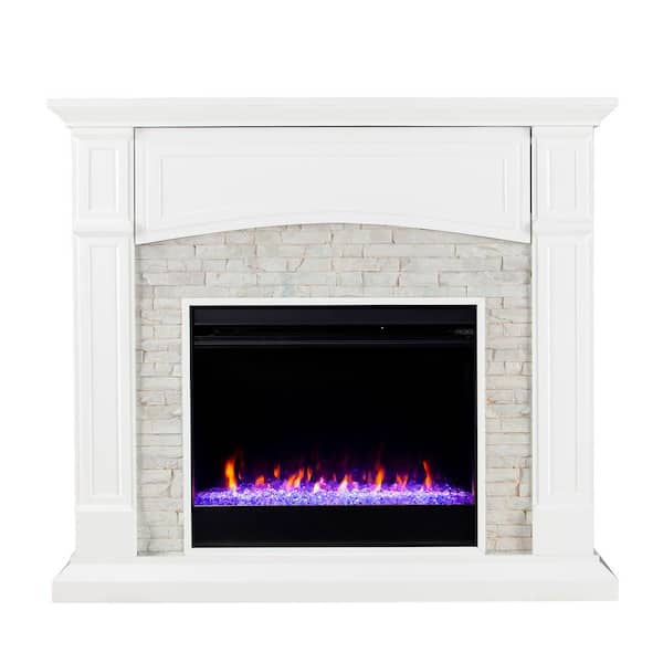 Southern Enterprises Ernesto Color Changing 46 in. Electric Fireplace in White