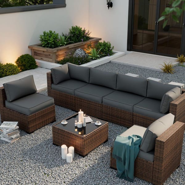 Poteban Outdoor 25.7 in. x 4 in. Sectional Cushions Set Seat/Back