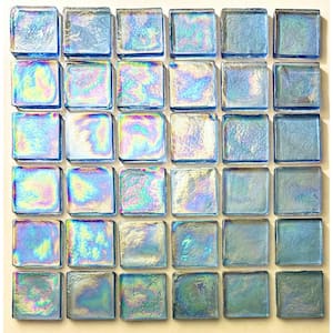 Atmosphere Recycled Iridescent Sapphire Blue 2 in. x 2 in. Glass and Pool Decorative Pool Floor Tile (1 sq. ft./Pack)