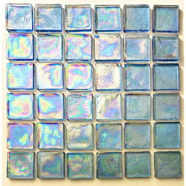 ABOLOS Atmosphere Recycled Iridescent Sapphire Blue 2 in. x 2 in. Glass and Pool Decorative Pool Floor Tile (1 sq. ft./Pack)