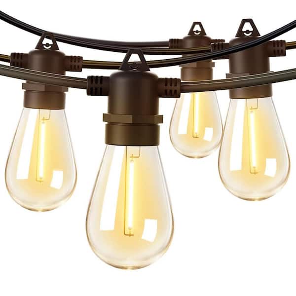 50 ft. Shatterproof LED Outdoor String Lights with Edison Bulbs Weatherproof Strand Commercial Grade Patio Lights