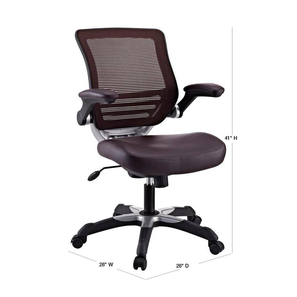 ErgoComfort Brown Leatherette Swivel Task Chair with Adjustable Arms