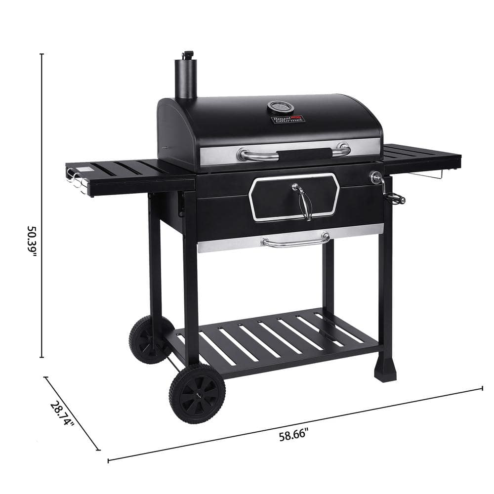 Royal Gourmet Black Stainless Steel 30-Inch Charcoal Grill with Smoker