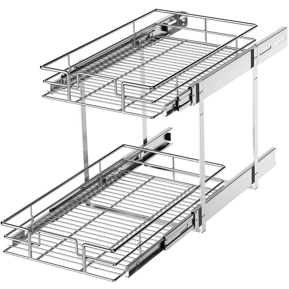 Slide Out Cabinet Organizer - 11W X18D X14-1/2H, Two Tier Roll Out - On  Sale - Bed Bath & Beyond - 32206446
