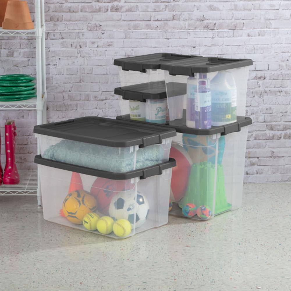 Sterilite 108 Quart Clear Plastic Stacker Storage Containers with Latching Lid